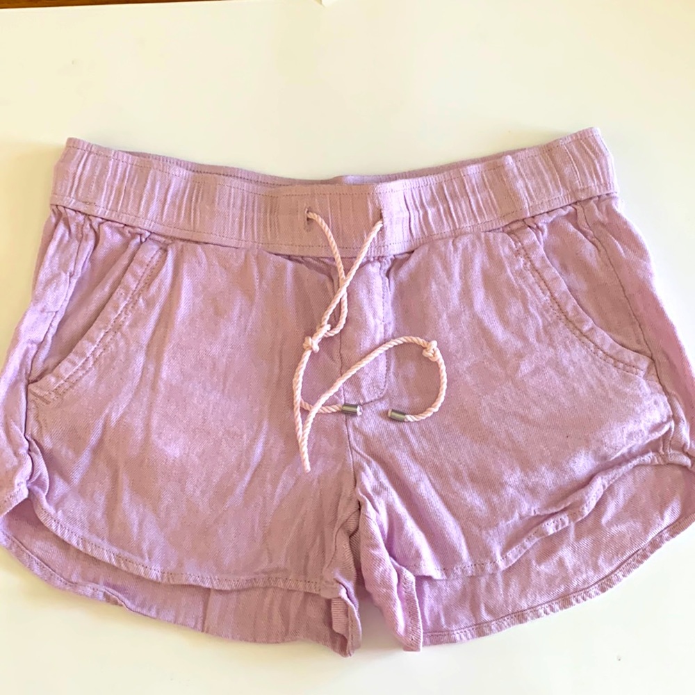 Loft Linen Blend Drawstring Shorts Pink size small